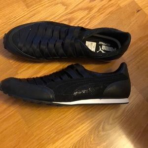 Puma all black slip on sneakers